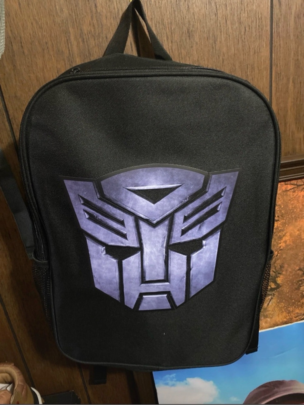 Transformers Black Backpack with Purple Graphic Emblem - Men's Backpack